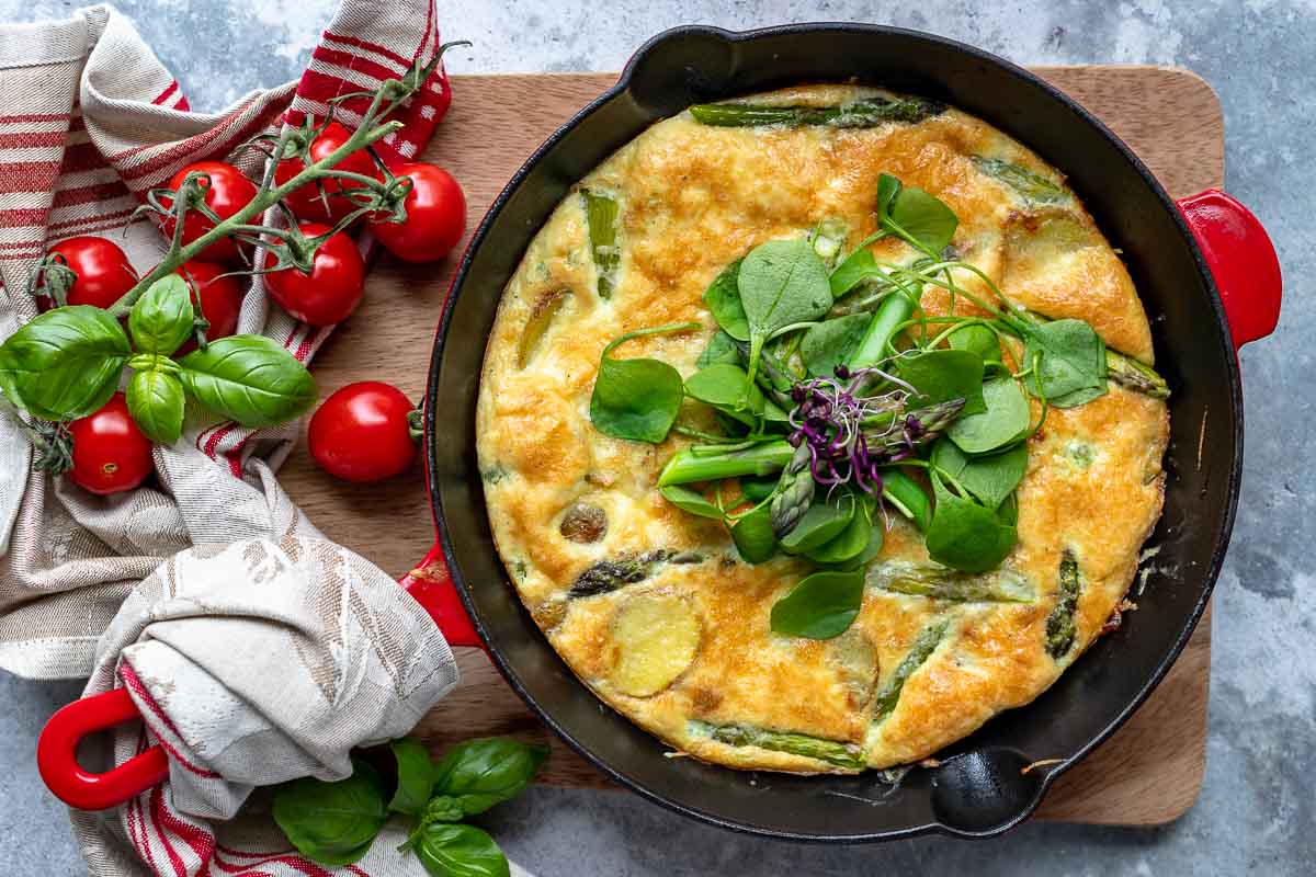 Frittata with spring greens and potatoes