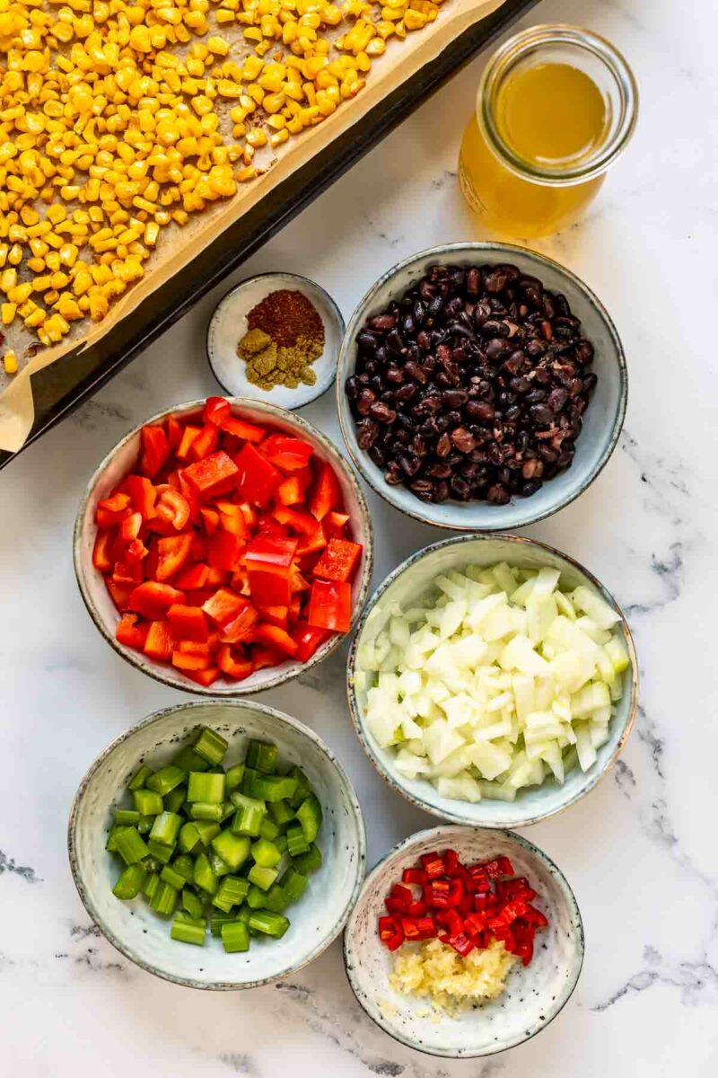 Ingredients for Roasted Corn and Black Bean Soup