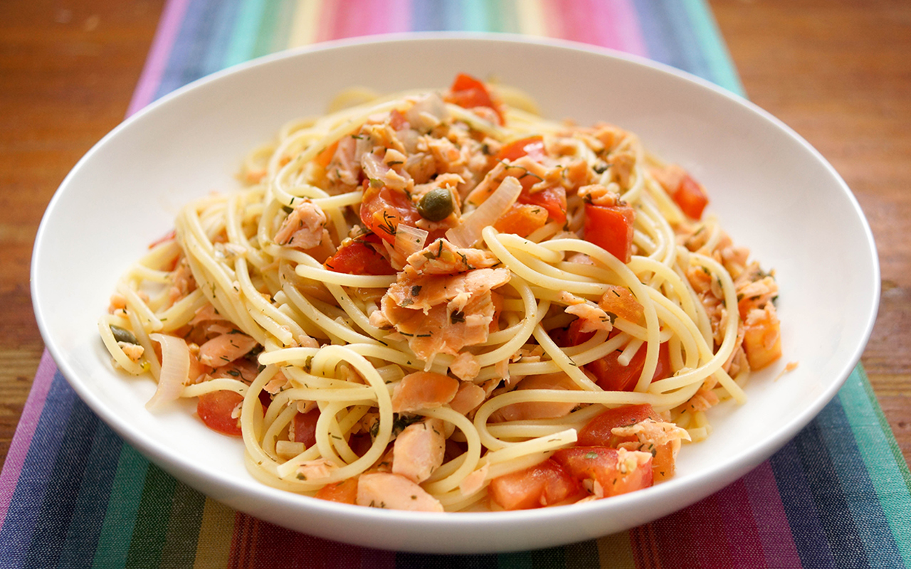 Spaghetti with Smoked Salmon and Capers