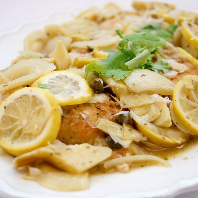 Lemon Chicken with Fennel and Artichokes
