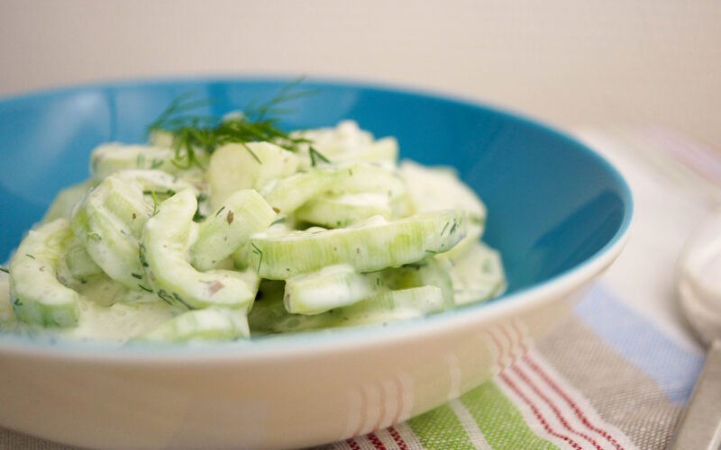 French Cucumber Salad with Crème Fraîche and Dill