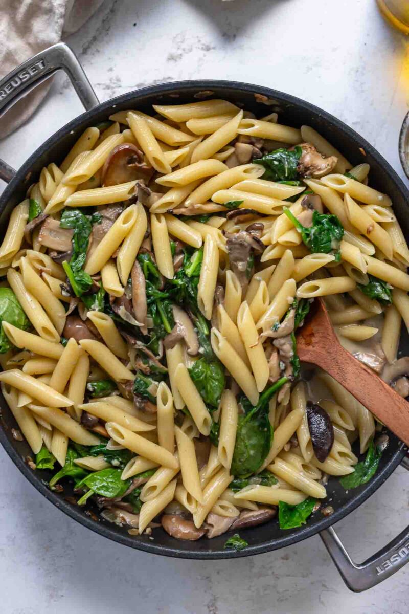 Pasta in a Gorgonzola Sauce with Spinach, Mushrooms and Fresh Herbs