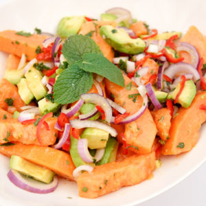 Papaya Avocado Salad in a Lime-Mint Dressing