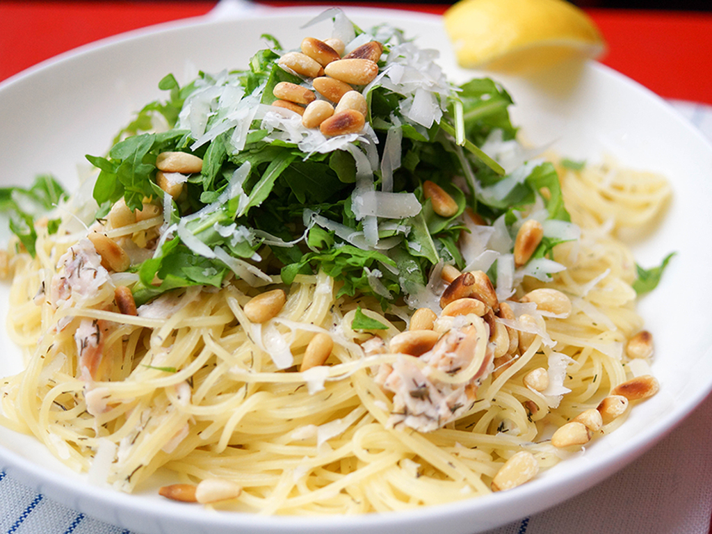Pasta with Smoked Trout in a Creamy Lemon-Dill Sauce