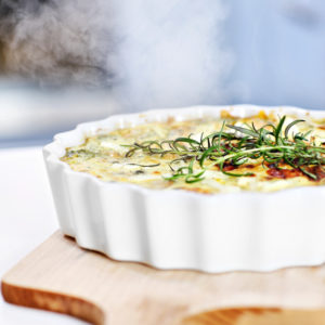 Crustless Quiche with Spinach, Prosciutto and Mushroom
