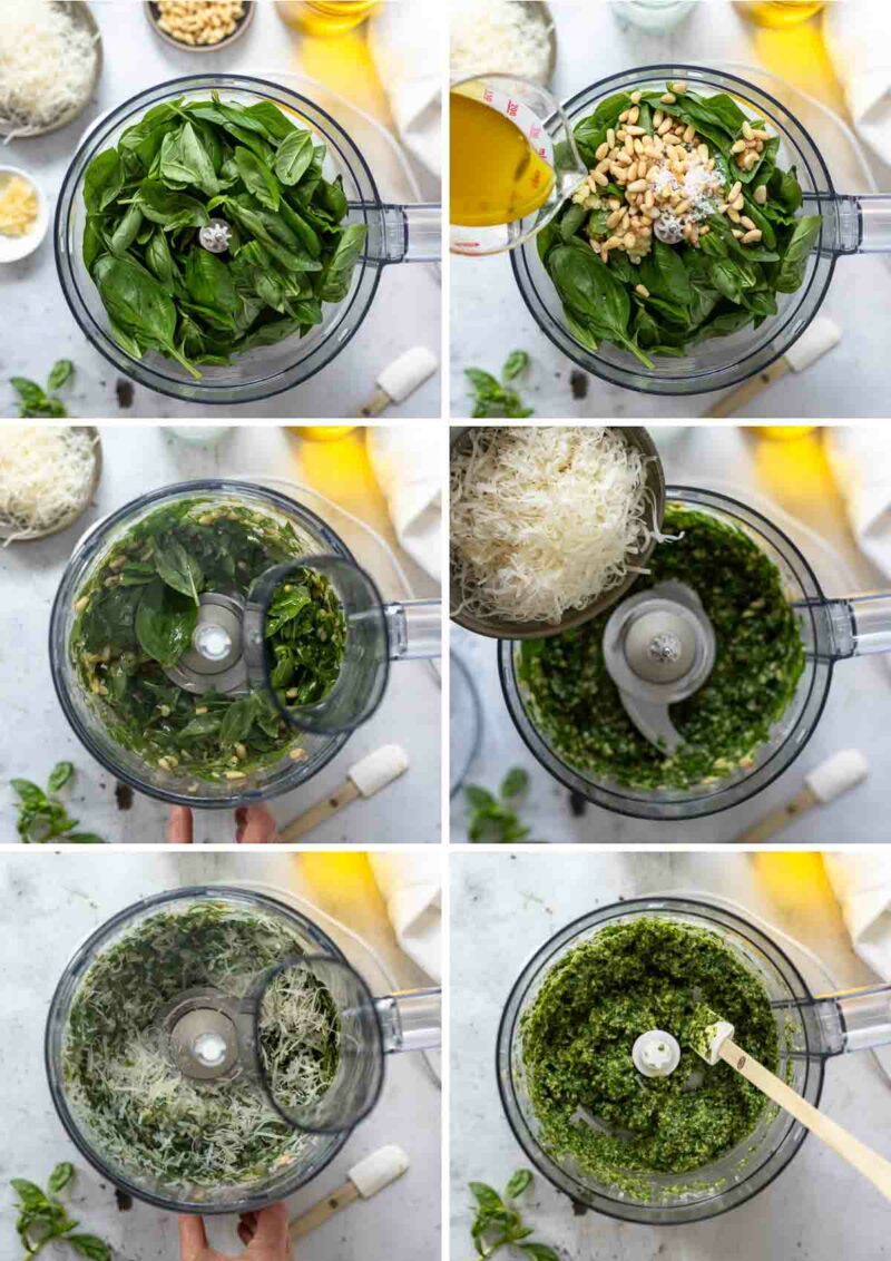Basilikum Pesto vorbereiten Schritt für Schritt mit eine Küchenmaschine