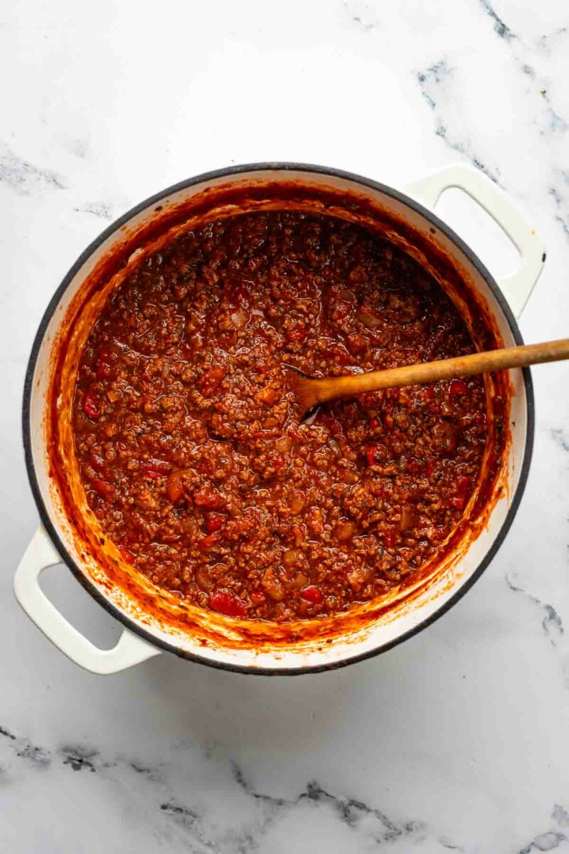 Homemade Meat Sauce in a Dutch Oven