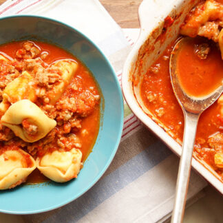 Baked Tortelloni with Italian Sausage (Salsiccia)