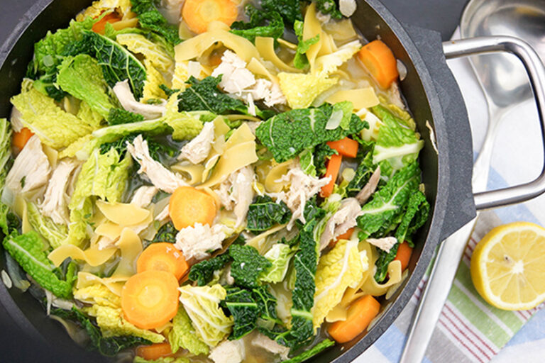 Lemony Chicken Soup with Savoy Cabbage