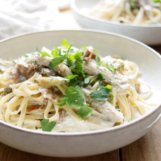 Pasta with Oyster Mushrooms, Prosciutto and Fresh Sage