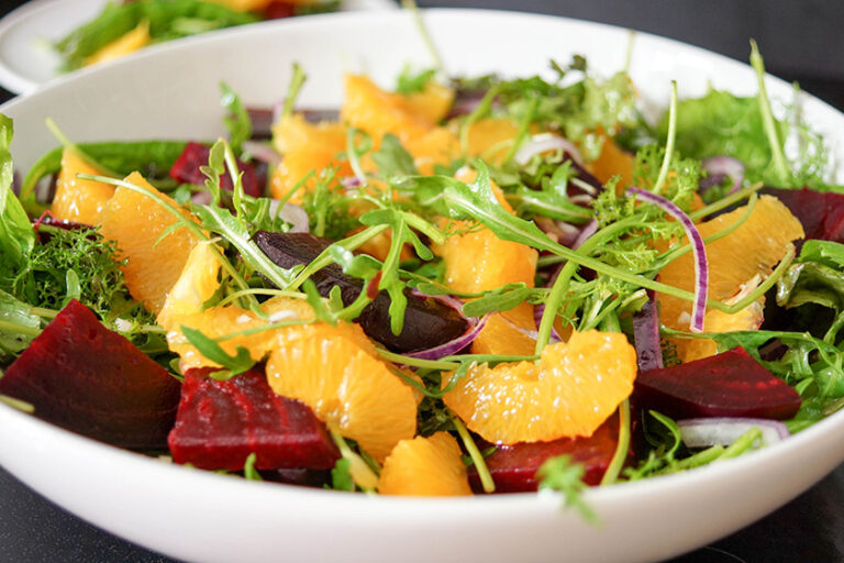 Roasted Beet Salad in a Lemon-Pistachio Vinaigrette