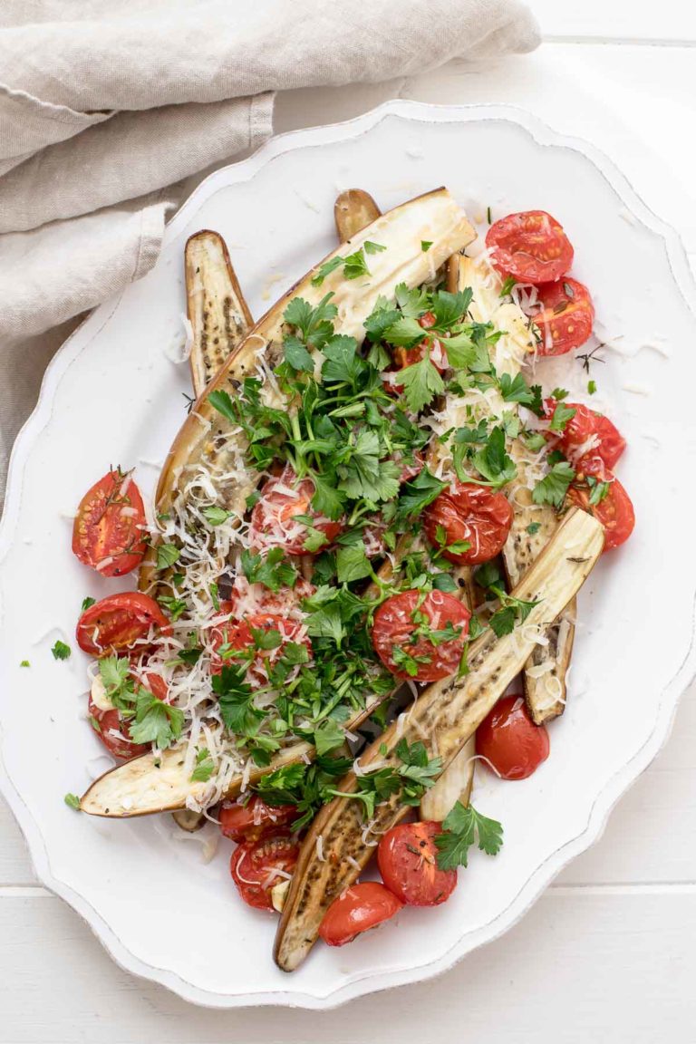 Sicilian Roasted Eggplant & Cherry Tomatoes with Basil