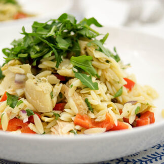 Mediterranean Orzo with Tuna, Artichokes, Parsley and Mint