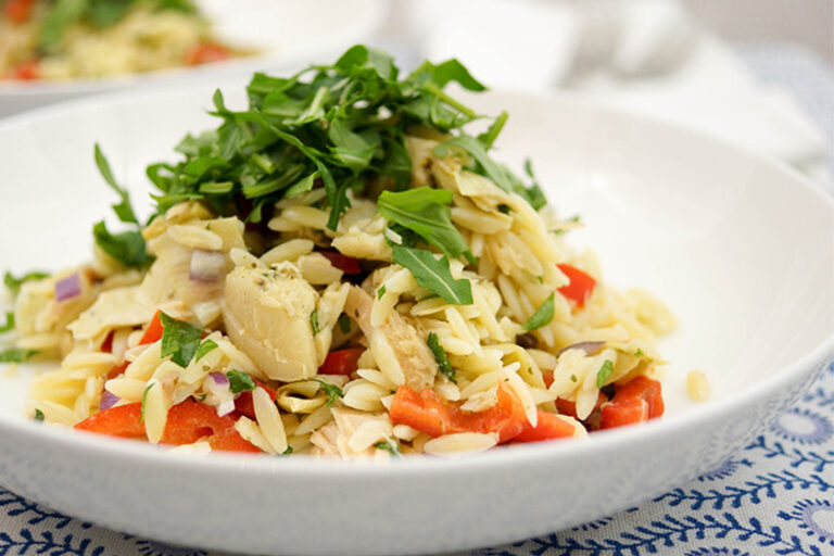 Mediterranean Orzo with Tuna, Artichokes, Parsley and Mint