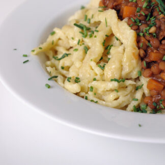 German Lentils with Spaetzle (Schwäbische Linsen mit Spätzle)