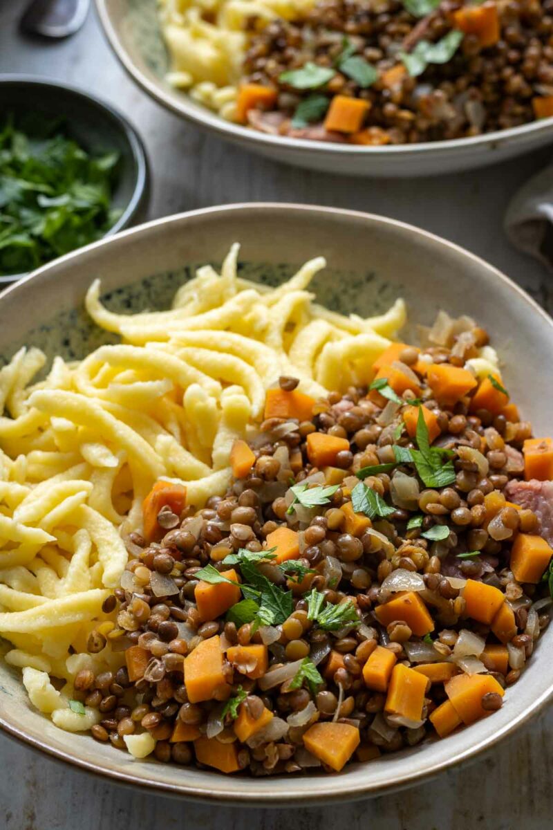 Linsen mit Spätzle original schwäbisch Rezept