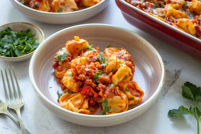 Baked Tortellini with Italian Sausage (Salsiccia)