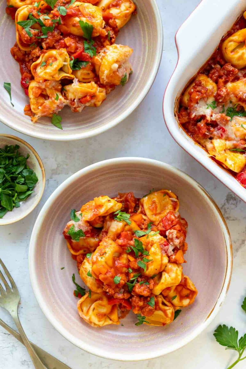 Baked Tortellini with Italian Sausage (Salsiccia)