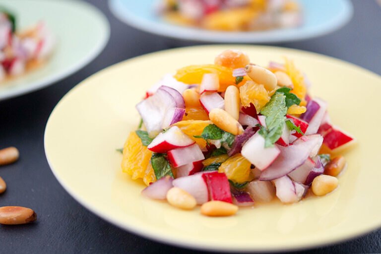 Spring Radish Salad with Orange, Mint & Pine Nuts
