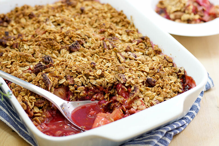 Raspberry Rhubarb Maple Crisp