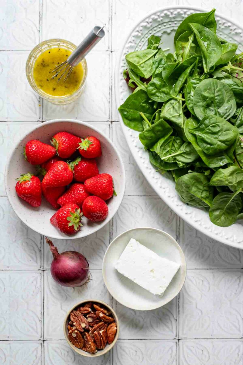Strawberry Spinach Salad ingredients