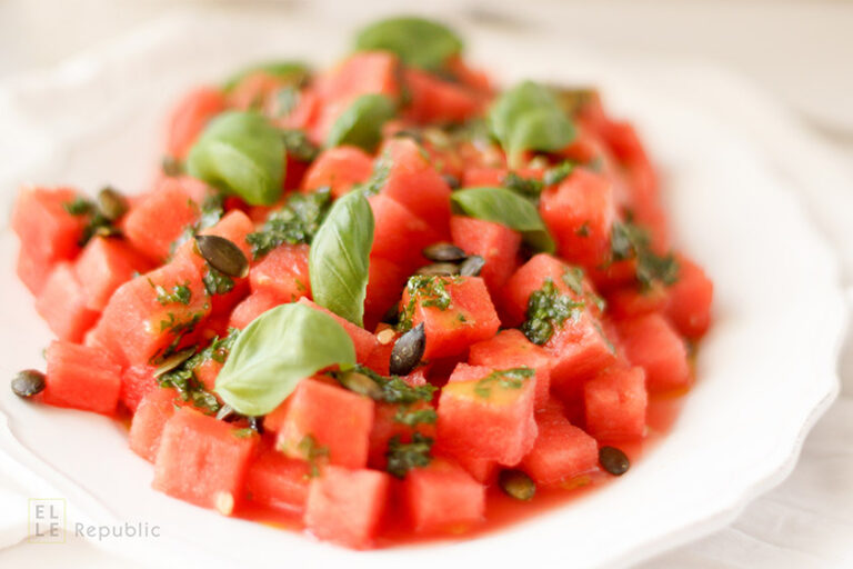 Watermelon Salad‏ with Basil Oil & Pumpkin Seeds