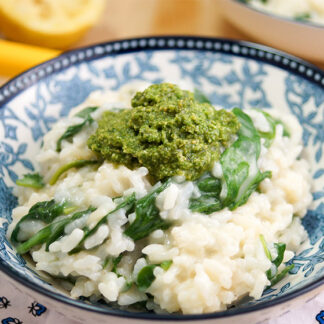 Zitronen Risotto mit jungem Spinat, Risotto ohne Rühren