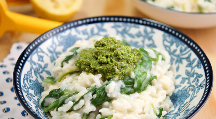 Zitronen Risotto mit jungem Spinat, Risotto ohne Rühren