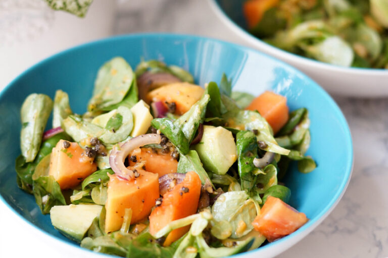 Avocado Salad with Papaya and Sweet Red Onion