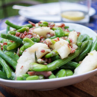 Summer Beans with Pears and Bacon