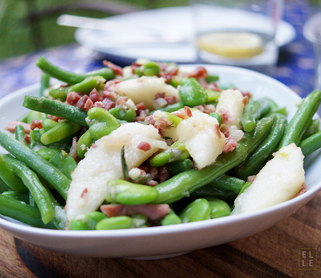 Summer Beans with Pears and Bacon