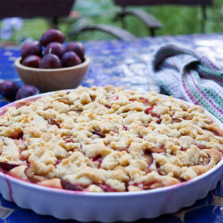 Zwetschgenkuchen mit Crème Fraîche und Vanille