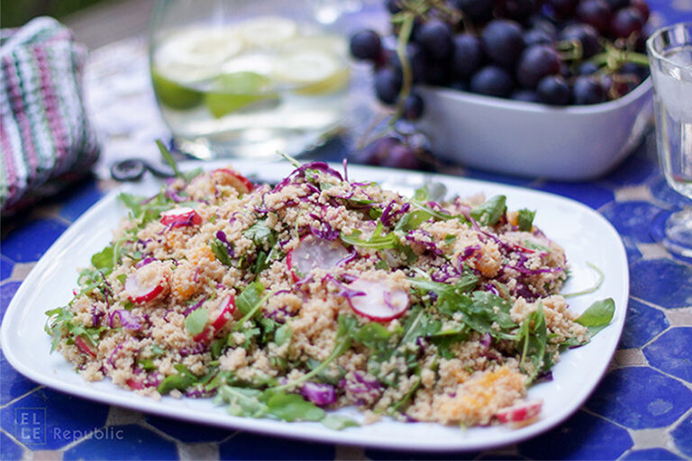 Gesunder Couscous Salat mit Radieschen und Orangen