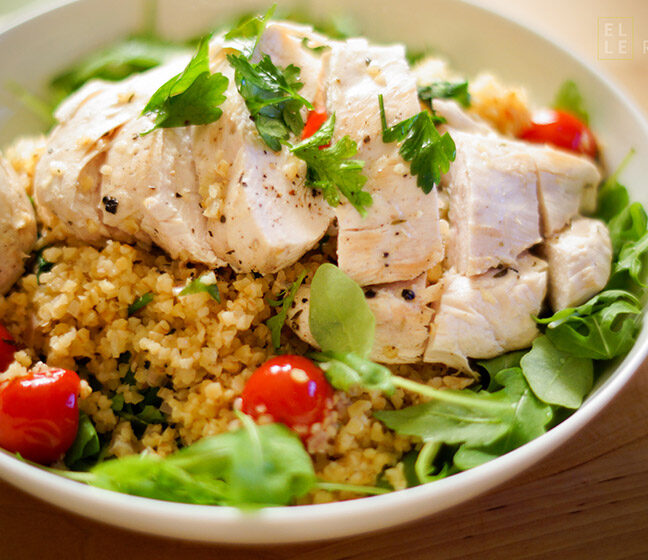 Chicken with Bulgur, Lemon, Herbs and Tomatoes