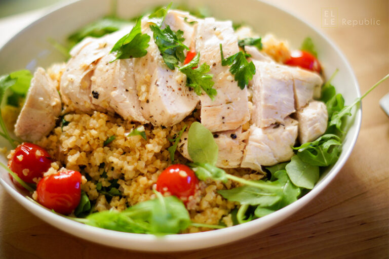 Chicken with Bulgur, Lemon, Herbs and Tomatoes