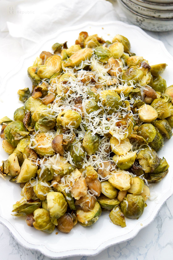 Roasted Chestnuts and Brussels Sprouts with Lemon