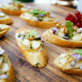 Pear, Roquefort & Honey Crostini