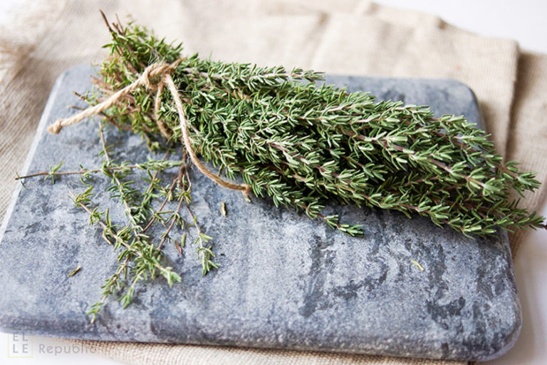 Thymian, Heilkräuter, Schneidebrett