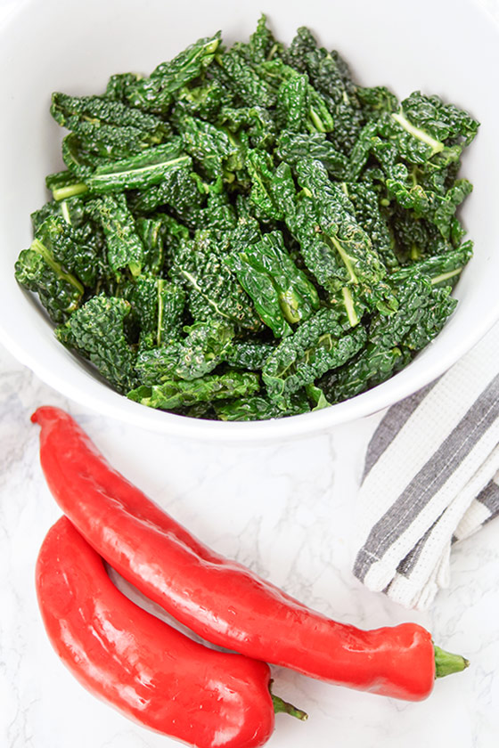 Asian Kale Salad with Pointed Red Pepper and Sesame-Ginger Dressing‏