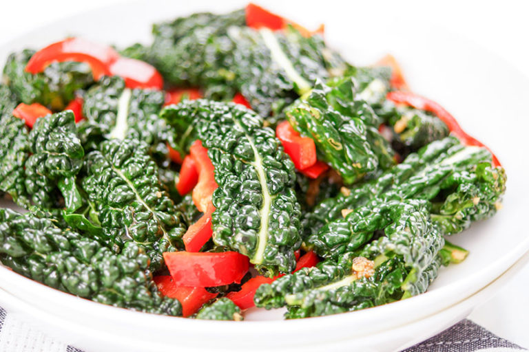 Asian Kale Salad with Pointed Red Pepper and Sesame-Ginger Dressing‏