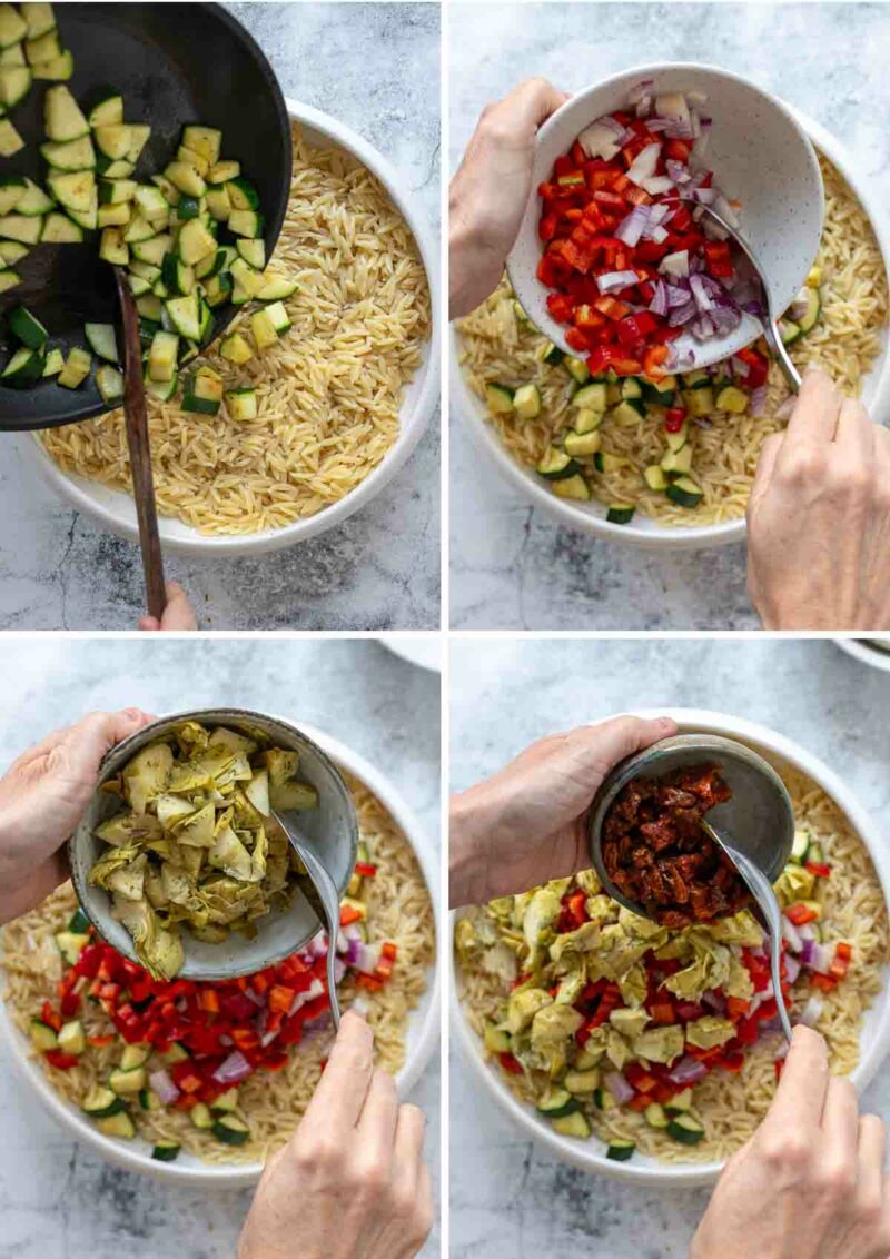 Steps to make Kritharaki Salad - Mediterranean Orzo Pasta Salad with Feta Recipe