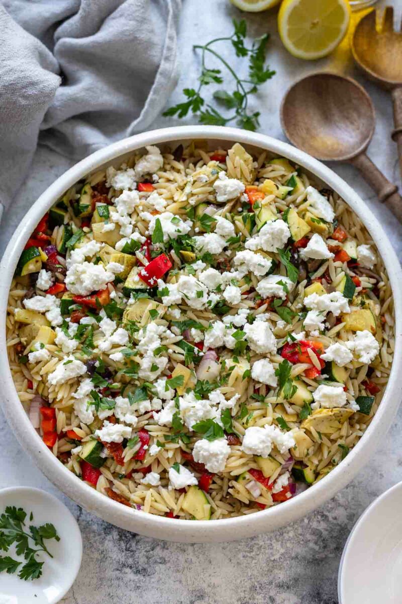 Kritharaki Salad - Mediterranean Orzo Pasta Salad with Feta Recipe