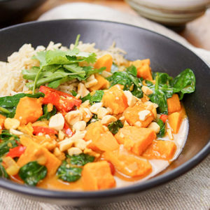 Rotes Thai Curry mit Süßkartoffeln, vegetarisch, asiatisch, thailändisch