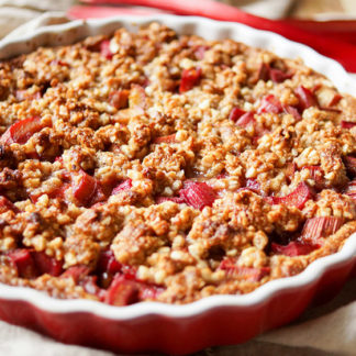 Rhabarbertarte mit Honig, Kokosöl, Mandel-Hafer Crumble Glutenfrei (1)