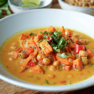 Chickpea Chili with Roasted Sweet Potato