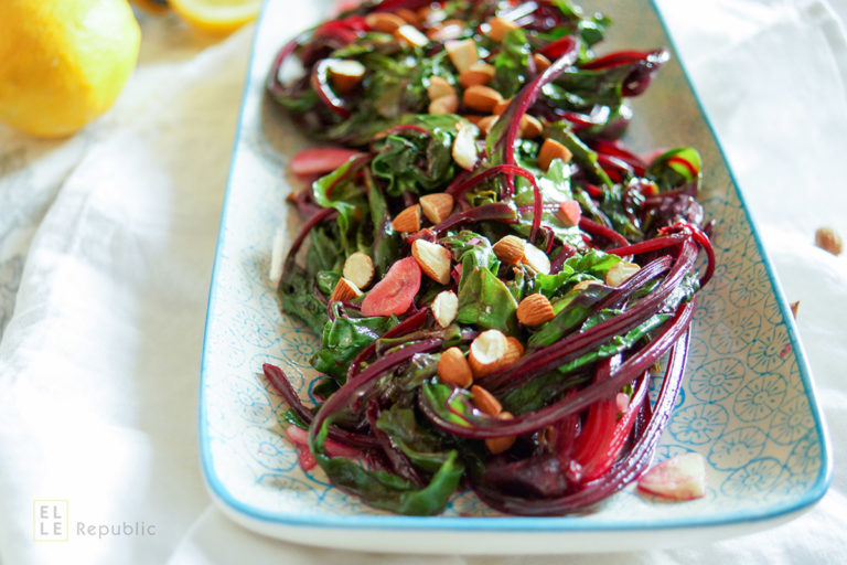 Sautéed Beet Greens with Garlic, Lemon & Almonds