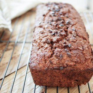 Schoko-Zucchinibrot glutenfrei mit Leinsamen, Vollkornmehl, Kakao Nibs