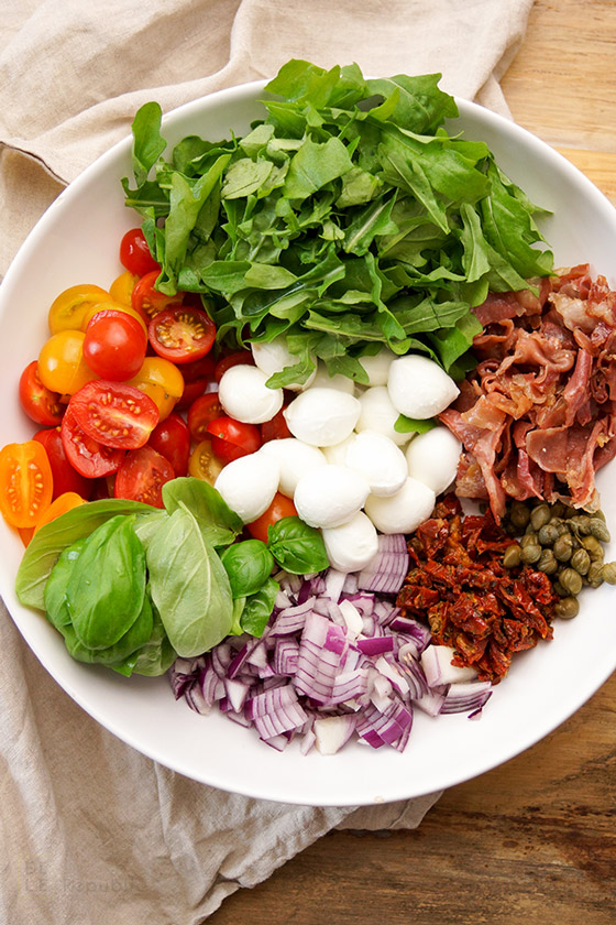 ingredients for summer pasta salad
