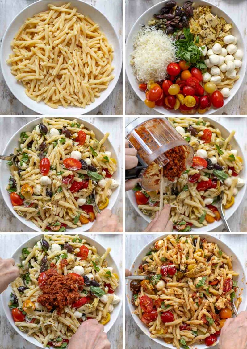 Zubereitung für den Nudelsalat mit getrockneten Tomaten – So einfach geht's Schritt für Schritt Bilder