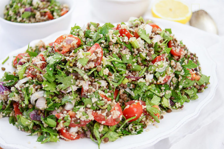 Lemony Lentil Herb Salad with Bulgur